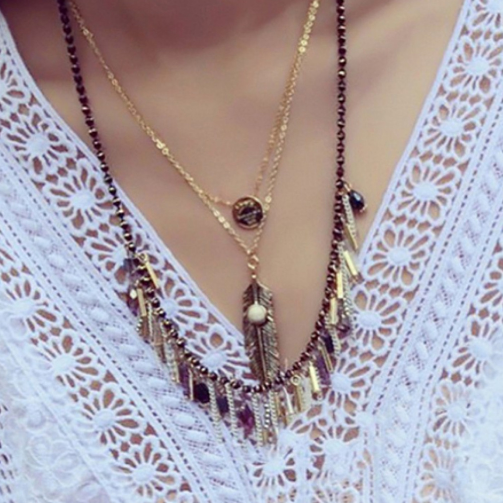 Boho Y2K vintage Leaf pendant Chain Necklaces